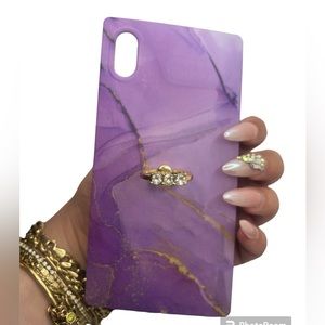 Purple Marble iPhone XS Max Case with Gold Ring Holder